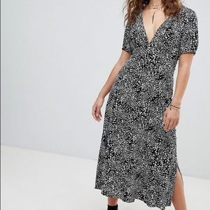 looking for love midi leopard slit dress